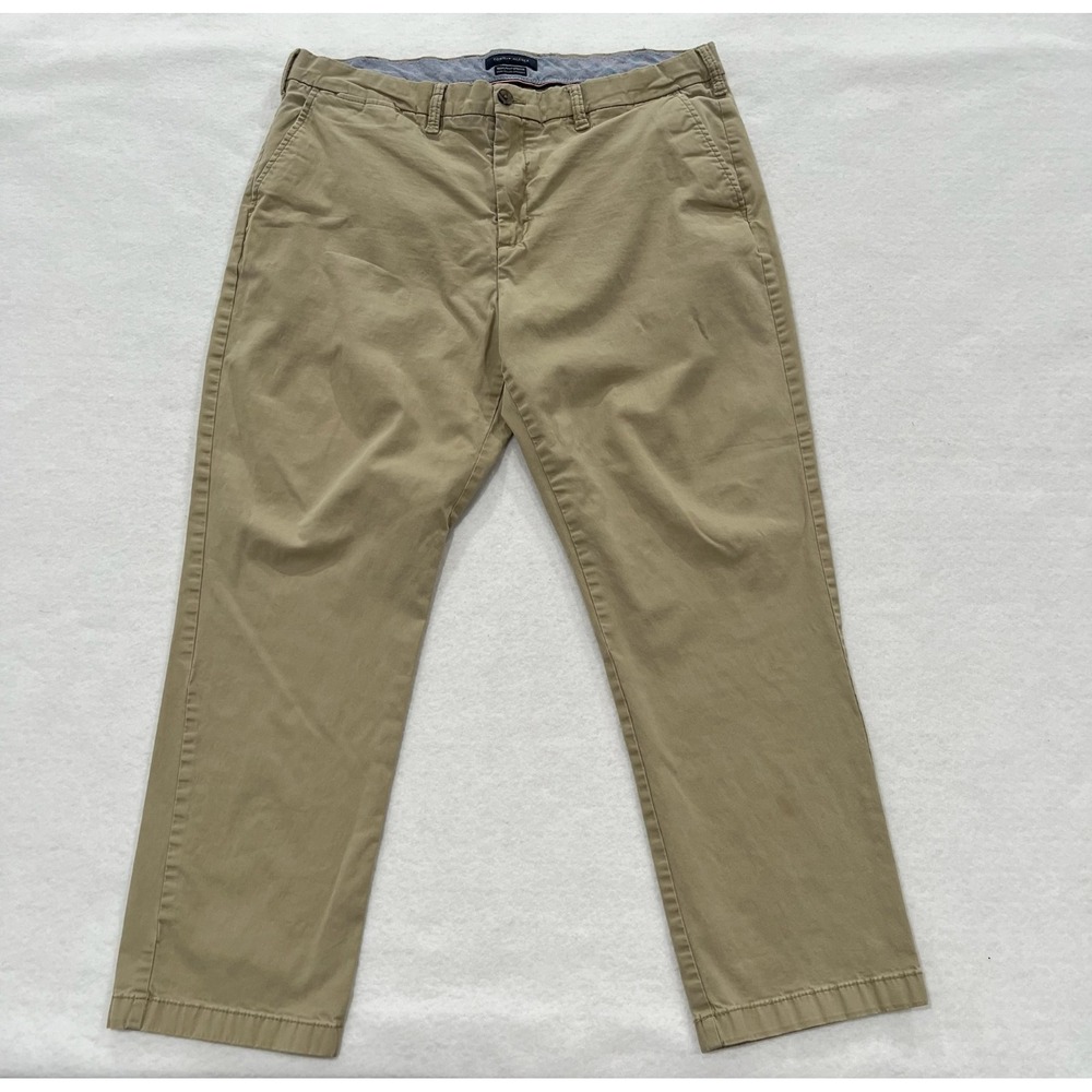 Tommy Hilfiger Mens Slim Fit Stretch Dress Pants Khaki Solid 38